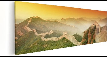 Artaza Canvas Schilderij Chinese Muur bij Zonsopgang - 120x40 - Groot - Foto Op Canvas - Canvas Print