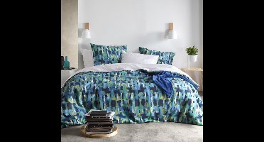 De Witte Lietaer Dekbedovertrek Checkered Sea Green - Tweepersoons - 200 x 200/220 - Katoen Perkal