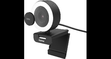 Hama C-800 Pro webcam - met ringlamp - met afstandbediening - 2560 x 1440 Pixels USB 2.0 - Zwart