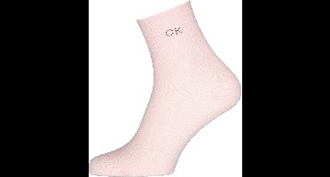 Calvin Klein damessokken Allison (1-pack) - enkelsokken met kristal logo - roze