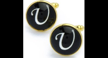 Manchetknopen - Letters Initialen Letter U Goud Zwart