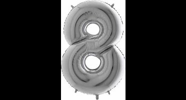 Folie Ballon Cijfer 8 - Zilver - 101cm