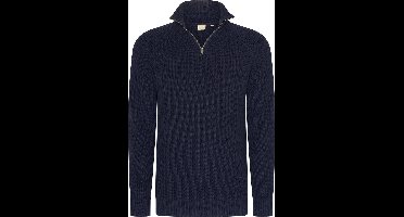 Mario Russo Rib Skipper - Heren Trui - Half Zip - Navy - XXL