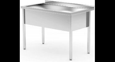 HENDI Enkele spoeltafel – gelast – diepte 700 mm – wasbak 300 mm – roestvast staal – verstelbare poten