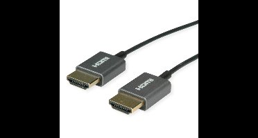ROLINE 8K HDMI Ultra HD-kabel met Ethernet, M/M, ultradun, coaxiaal , zwart, 1,5 m