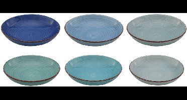 Cookinglife Diep Bord Delice Blue Blauw - Set van 6 - Ø 23 cm Aardewerk - Vaatwasser-, Magnetron- en Ovenbestendig