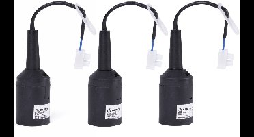 Benson Verhuisfitting - 3x - E27 - zwart - fitting met kroonsteen en kabel