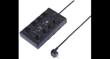 Sygonix SY-4751202 Overspanningsveilige stekkerdoos 8-voudig Zwart Randaarde stekker 1 stuk(s)