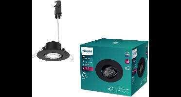 Philips Cilantro inbouwspot - SceneSwitch lichttechnologie - 5W - Warmwit licht: 2700K - Zwart - 3-pack