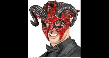 Commedia dell'arte duivelsmasker ram rood/ zwart