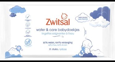 Zwitsal 0% Parfum - Babyverzorging - Babydoekjes Water & Care - 75 Doekjes - 1 stuk