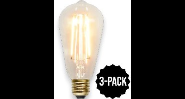 3-Pack | Druppel-Edison lamp - E27 - 2.3W - Super Warm Wit <2200K - Filament - Helder