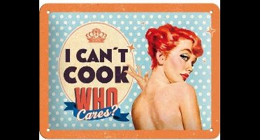 I Can't Cook Wandbord - Metaal - 15 x 20 cm