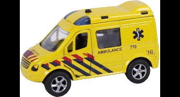 2-play Ambulance Pull-back Met Licht En Geluid 11 Cm Geel