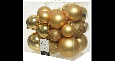 Decoris Kerstballen - 26x st - goud - 6-8-10 cm - kunststof - kerstversiering
