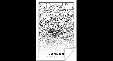 Poster Londen - Zwart Wit - Stadskaart - Plattegrond - Kaart - 20x30 cm