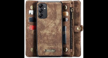CaseMe Hoesje - Geschikt voor Samsung Galaxy A54 Hoesje - CaseMe 008 2-in-1 Book Case & Back Cover met Portemonnee - Bruin