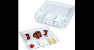 Plasticforte Gourmetborden - 4x stuks - wit - 4-vaks - kunststof - 26 x 24 cm