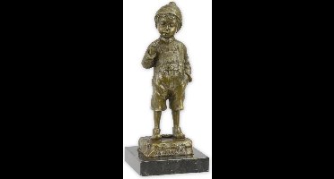 "The Smoker' Bronzen Beeld - Gedetailleerd Sculptuur - 21 cm Hoog - Unieke Kunstdecoratie