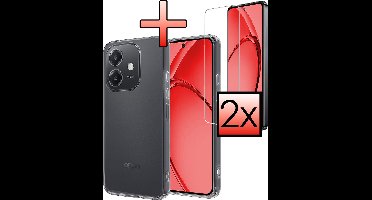 Hoesje - Met 2x Screenprotector - Geschikt voor OPPO A40m - Sterk & Shockproof - Back Cover - Siliconen Case - Telefoon Hoes - Transparant