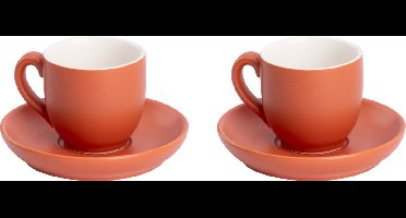 Palmer - Colors - Koffie kop en schotel - Mat - 2 stuks - 14 cl - Bruin - Porselein - Koffiekopjes
