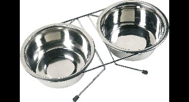 Flamingo Duo Diner voerbak Inox - 2 x 9 cm