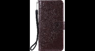 Shop4 - Samsung Galaxy A11 Hoesje - Wallet Case Mandala Patroon Donker Bruin