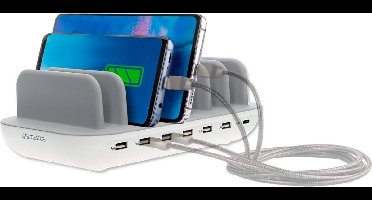 4smarts Universeel 60W Docking Oplaad Station 7 Poorts USB + USB-C Wit