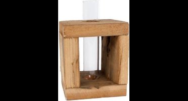 Gifts Amsterdam Vaas Reageerbuis 10,5 Cm Hout Bruin/transparant