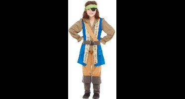 Smiffys - Horrible Histories Pirate Captain Kinder Kostuum - Kids tm 9 jaar - Blauw/Bruin