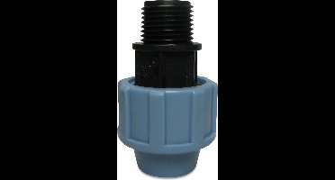 Unidelta Aansluitstuk PP 20 mm x 3/4" knel x buitendraad 16bar zwart/blauw DVGW/KIWA/WRAS