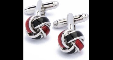 Manchetknopen - Knoop Rood met Zwart