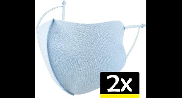 Mondkapje Wasbaar Verstelbaar - Mondmasker Wasbaar - Mondkapje Lichtblauw Wasbaar - Mondkapjes Wasbaar Verstelbaar Lichtblauw - 2 Stuks