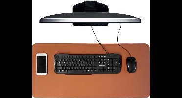 Bureau onderlegger 40x85 cm PU leer Cognac - Bureau Organizer