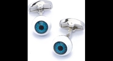 Manchetknopen - Blauwe Ogen Oogbol Wit en Blauw