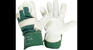 PRAKTISCHE TUIN Lederen werkhandschoenen - maat 10 / L - groen en wit