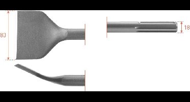 SDS-MAX Tegelbeitel gebogen 80x300mm - 2151027
