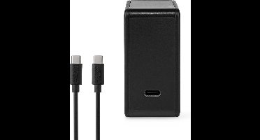 Nedis Oplader - 65 W - PD3.0 27W / PD3.0 36W / PD3.0 45W / PD3.0 65W - Snellaad functie - 3.0 / 3.25 A - Outputs: 1 - USB-C - Type-C - 2.00 m - Automatische Voltage Selectie - Zwart