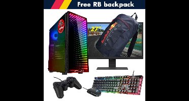 ScreenON - Racing Gaming Set + Red Bull Backpack - F1526527 - (GamePC.F15065 + 27 Inch Monitor + Toetsenbord + Muis + Controller + Gratis Red Bull Backpack)