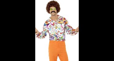 Satijnachtige jaren 60 hippie blouse voor mannen | maat XL