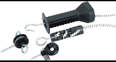 ZoneGuard Poortgreep elastiek ritset - 4.5m - Schrikdraad - Afrasteringdraad - Set - Zwart