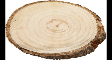 Houten schijf met bast, afm 9,5x6 cm, dikte 6 mm, 12 stuk/ 1 doos