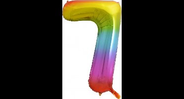 Folie Ballon Cijfer 7 Regenboog XL 86 cm