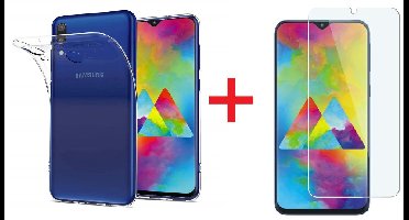 Ntech Hoesje Geschikt Voor Samsung Galaxy M20 Anti Shock Hoesje + Glazen Screenprotector
