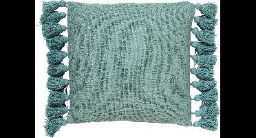 Dutch Decor RUBY - Kussenhoes 45x45 cm - 100% katoen - met flosjes - Jadeite - lichtgroen - met rits - zonder binnenkussen
