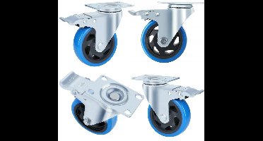 Zwenkwielen – Zwenkwiel Set – Meubelwielen – Transportwielen – Remwielen – 100mm Diameter – Draagvermogen 150kg