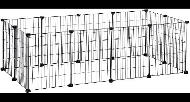 Hoppa! - Verstelbaar Hek Voor Huisdieren - Zwart - Metaal - 143 x 73 x 46 cm