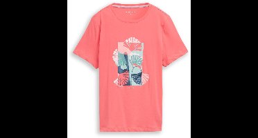 Tom Tailor - T-shirt met print - Maat S - soft coral pink