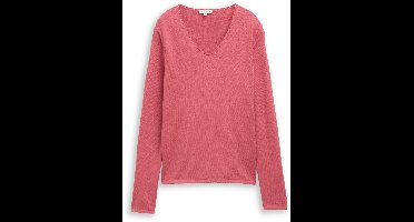 Tom Tailor - Gebreide trui met V-hals - Maat M - cozy pink