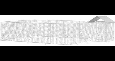 Buitenren Hondenren Dierenren Konijnenren Kippenren – 10x6x2,5 Meter – Gegalvaniseerd Staal – Water- En UV-Bestendig Dak – Afsluitbare Deur
